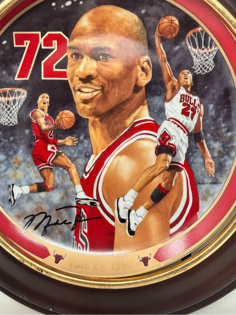 Michael Jordan record 72 wins Bradford exchange/upper deck collectible plate